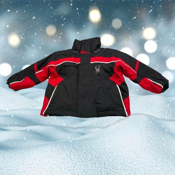 Boys/Kids Spyder Brand Winter Insulated Black and Red Ski/Snow Jacket-Size 4 - Picture 1 of 10